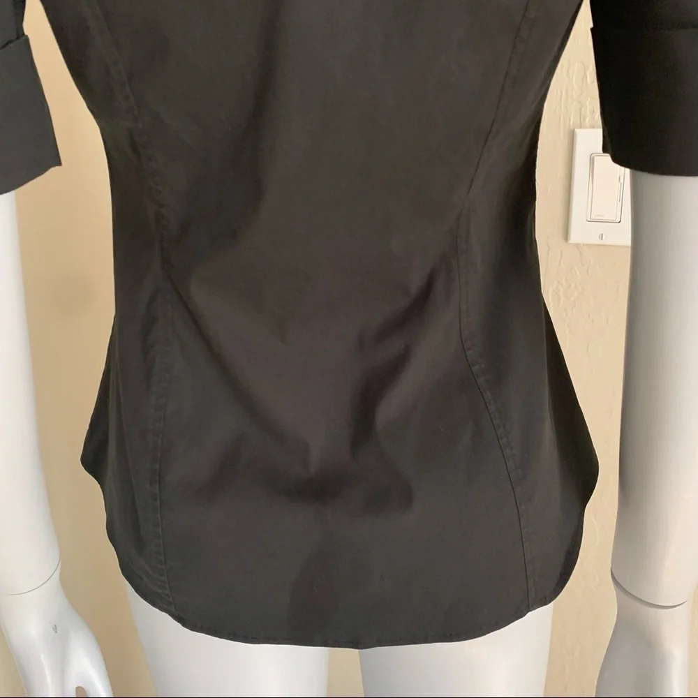 KENZO PARIS Poplin Stretch Button Up Black Blouse - Picture 10 of 15